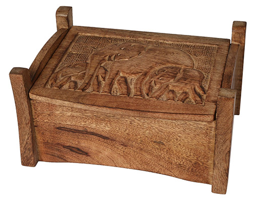 Mango Wood Elephant Jewel Box